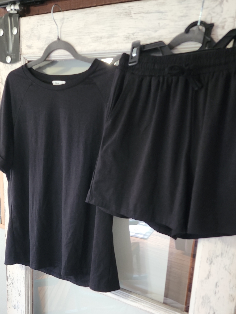 Womens Wiholl Black Casual Black 2 Pc Lounge Top & Shorts Set